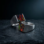 Anillo Fuego - Plata 925 y Piedra Natural de Ópalo Fuego