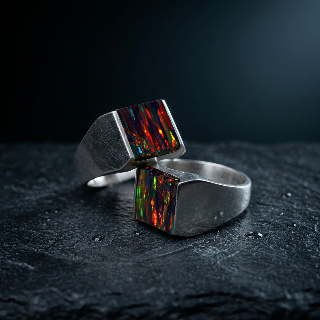 Anillo Fuego - Plata 925 y Piedra Natural de Ópalo Fuego