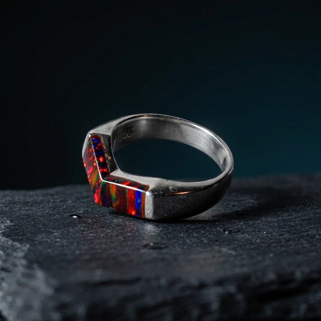 Anillo Fuego Interior – Ópalo Fuego y Plata 925
