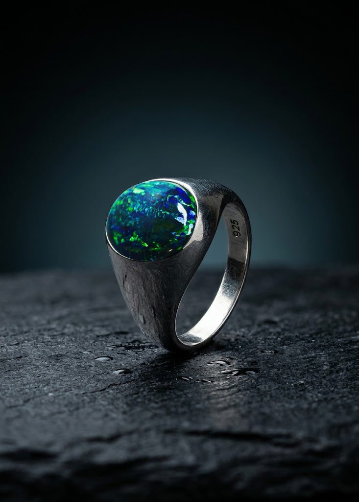 Anillo del Bosque - Plata 925 y Piedra Natural Ópalo Esmeralda