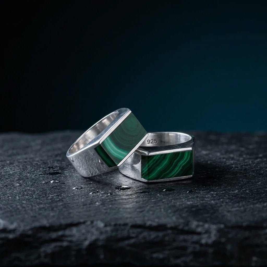 Anillo transformación - Plata 925 Piedra de Malaquita