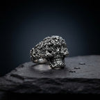 Anillo Calavera Florida - Plata 925