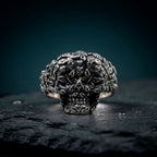 Anillo Calavera Florida - Plata 925