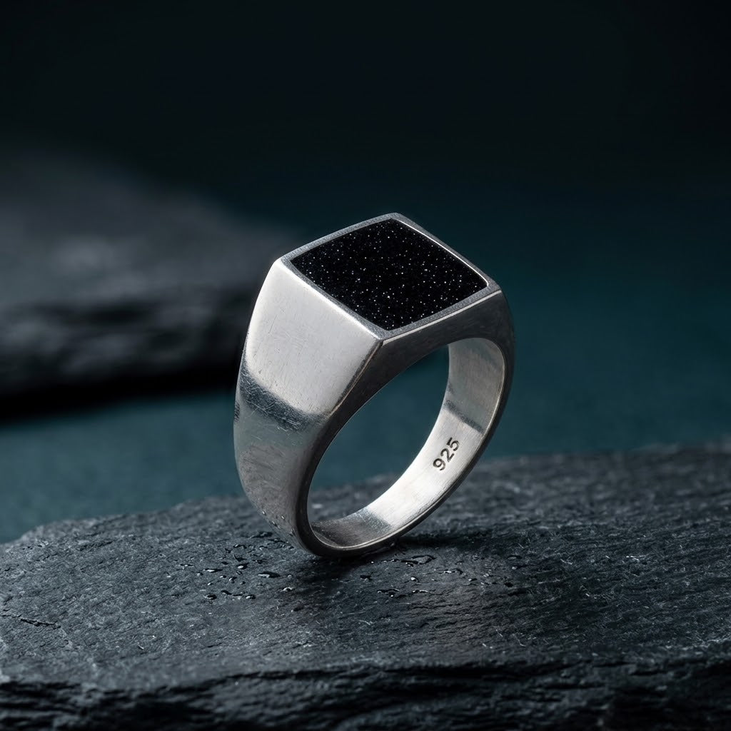 Anillo Piedra Lunar - Plata y Piedra Natural Aventurina