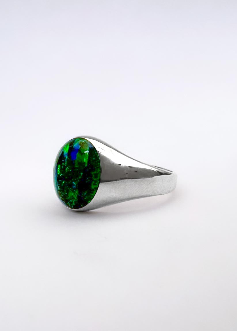 Anillo del Bosque - Plata 925 y Piedra Natural Ópalo Esmeralda