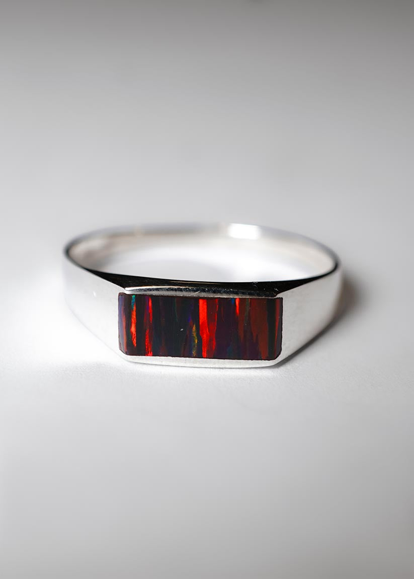 Anillo Trueno - Plata 925 y Piedra Natural Ópalo Fuego