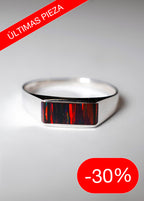 (Oferta) Anillo Trueno - Plata 925 y Piedra Natural Ópalo Fuego