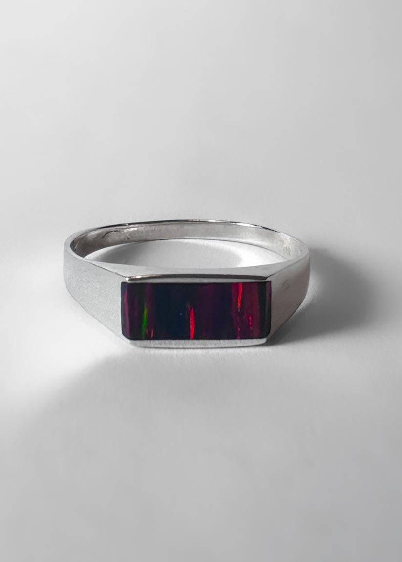 Anillo Trueno - Plata 925 y Piedra Natural Ópalo Fuego