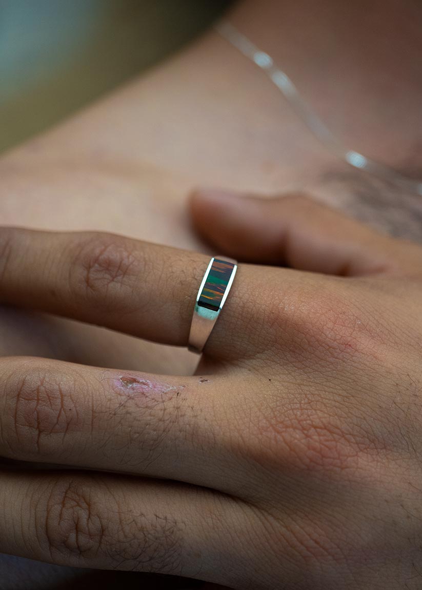 Anillo Trueno - Plata 925 y Piedra Natural Ópalo Fuego