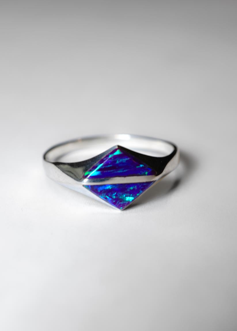 Anillo Ojo de Serpiente - Plata 925 y Piedra Natural Ópalo Morado
