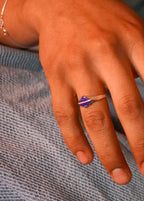Anillo Ojo de Serpiente - Plata 925 y Piedra Natural Ópalo Morado