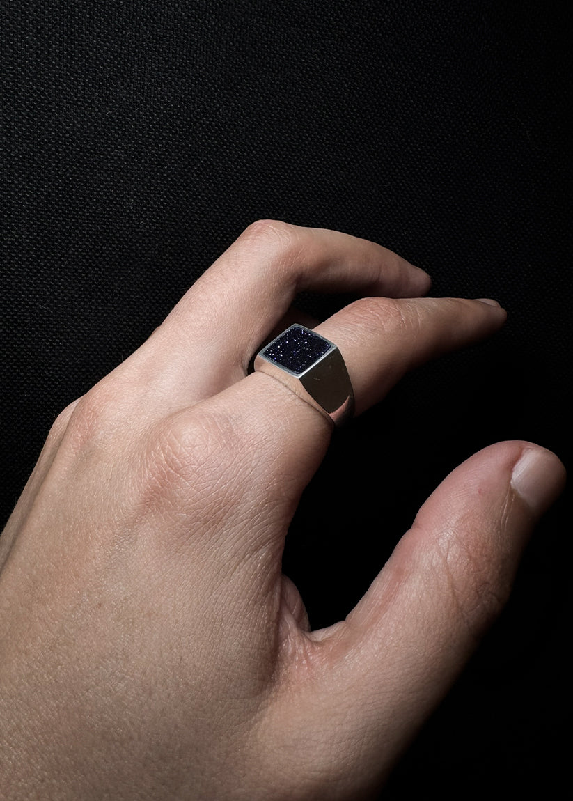 Anillo Piedra Lunar - Plata y Piedra Natural Aventurina