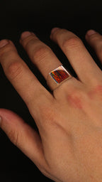 Anillo Fuego - Plata 925 y Piedra Natural de Ópalo Fuego