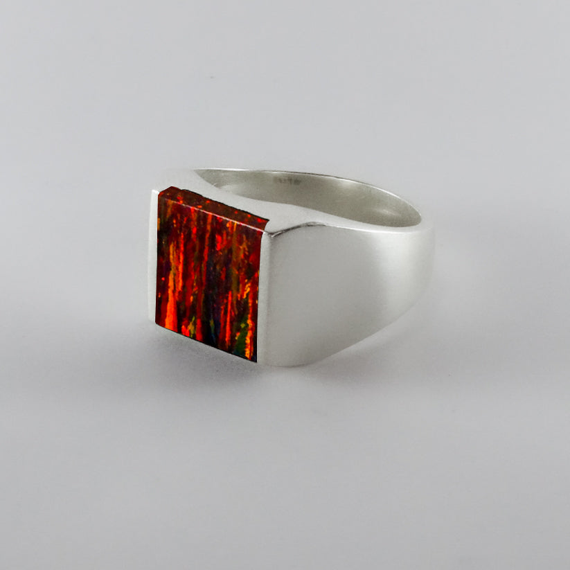 Anillo Fuego - Plata 925 y Piedra Natural de Ópalo Fuego